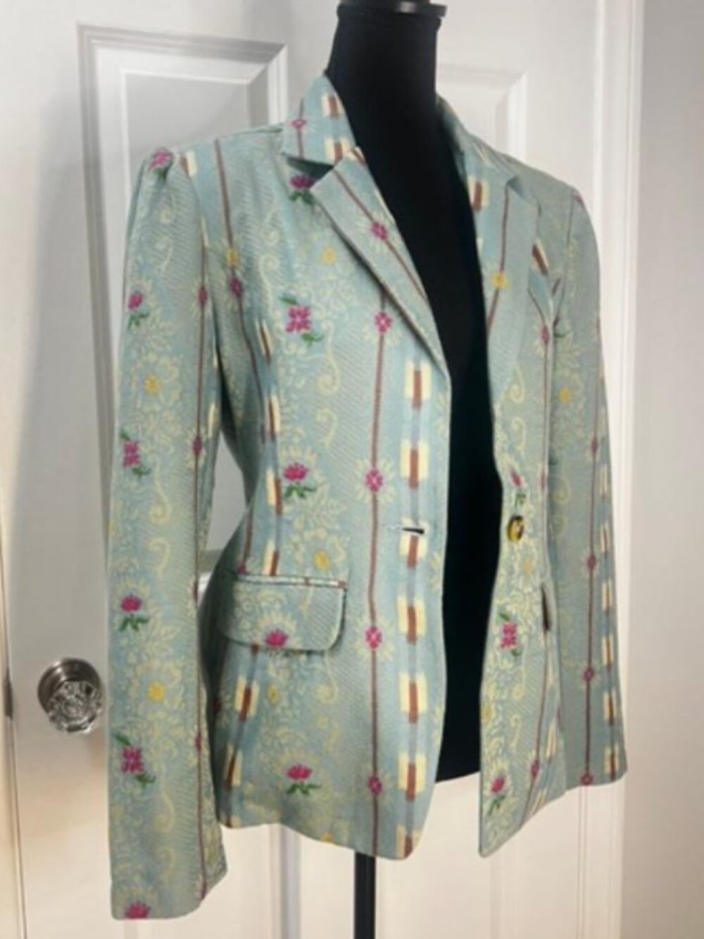 Sundance Seraphine Floral Embroidered Blazer in Turquoise Motif: Size Medium-NWT